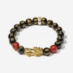 Year of the Fire Horse Wealth Bracelet - Black Obsidian Red Agate Pixiu Bracelet - Professional Photo