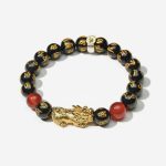 Year of the Fire Horse Wealth Bracelet - Black Obsidian Red Agate Pixiu Bracelet - Professional Photo