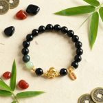 Year of the Fire Horse Bracelet - Black Obsidian, Red Agate - Professional Photo