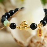 Year of the Fire Horse Bracelet - Black Obsidian, Red Agate - Professional Photo