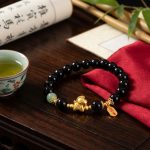 Year of the Fire Horse Bracelet - Black Obsidian, Red Agate - Professional Photo