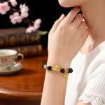 Year of the Fire Horse Bracelet - Black Obsidian, Red Agate - Professional Photo