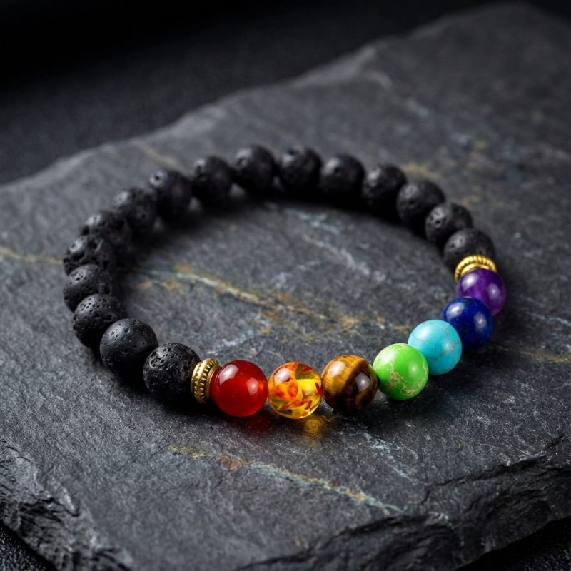 7 Chakra Lava Stone Bracelet - Essential Oil Diffuser - Professional Photo