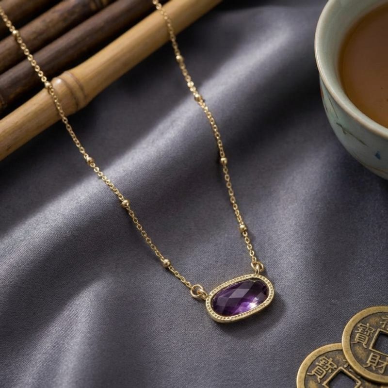 Exclusive: Crystal Pendant Necklace - Amethyst, Tiger Eye, Rose Quartz, Green Aventurine - Professional Photo