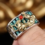 Exclusive: Pixiu Abacus Turquoise Ring - Fortune Keeper - Professional Photo