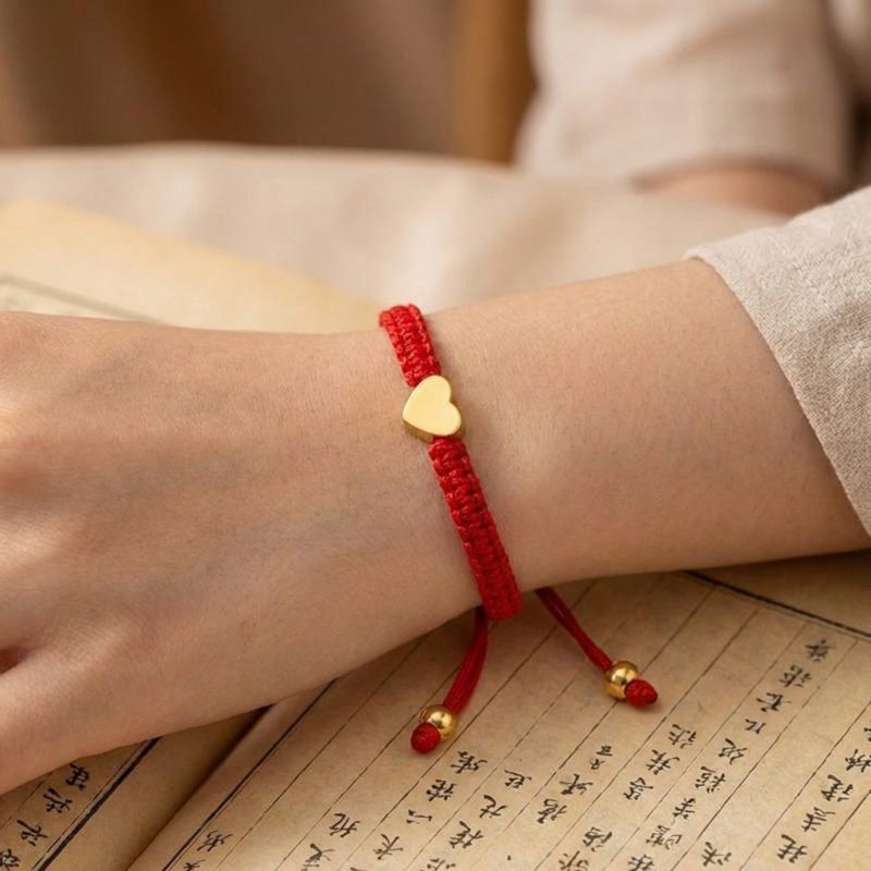 Exclusive: Red String Heart Bracelet - Professional Photo