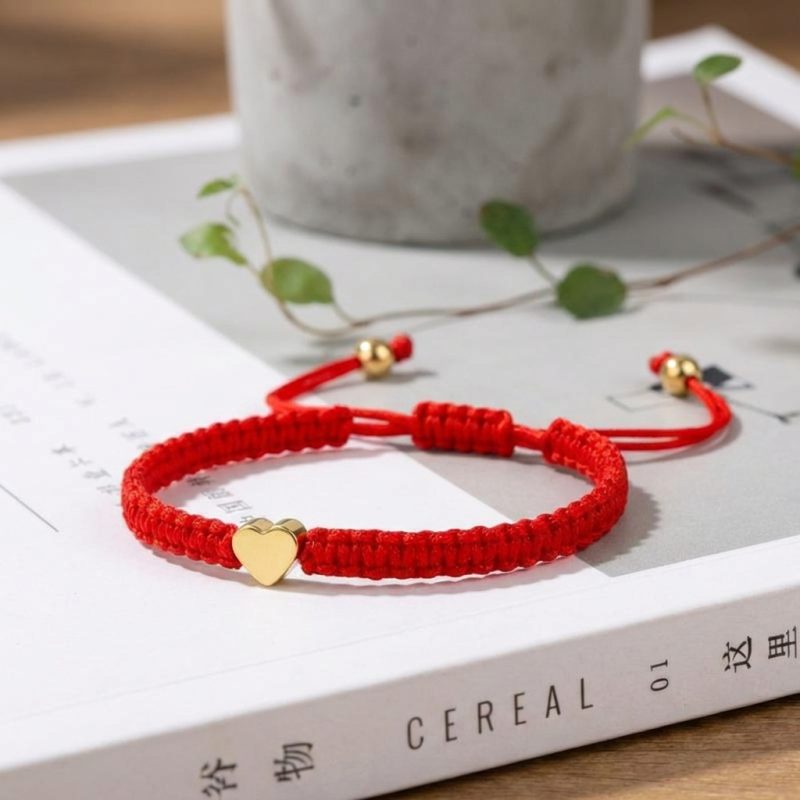 Exclusive: Red String Heart Bracelet - Professional Photo