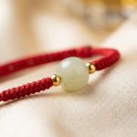 Exclusive: Red String Hetian Jade Stone Bracelet - Professional Photo