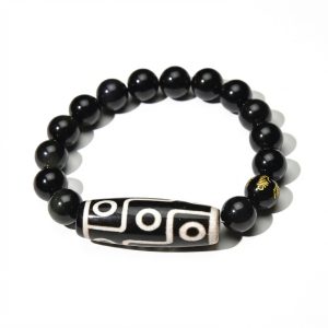 Ultimate Luck DZI 9 Eyes Obsidian Bracelet - Professional Photo