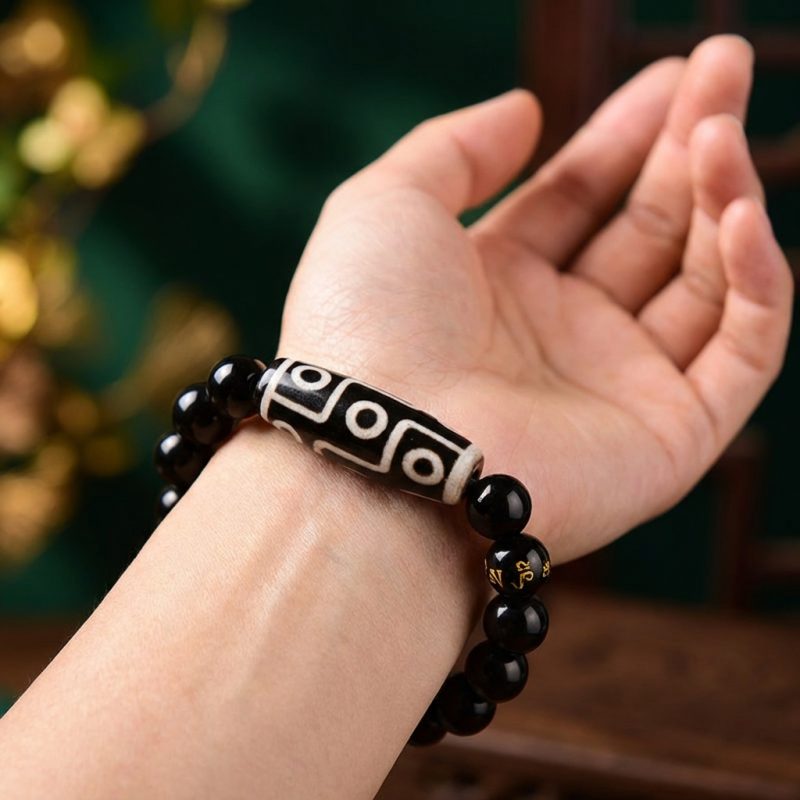 Ultimate Luck DZI 9 Eyes Obsidian Bracelet - Professional Photo