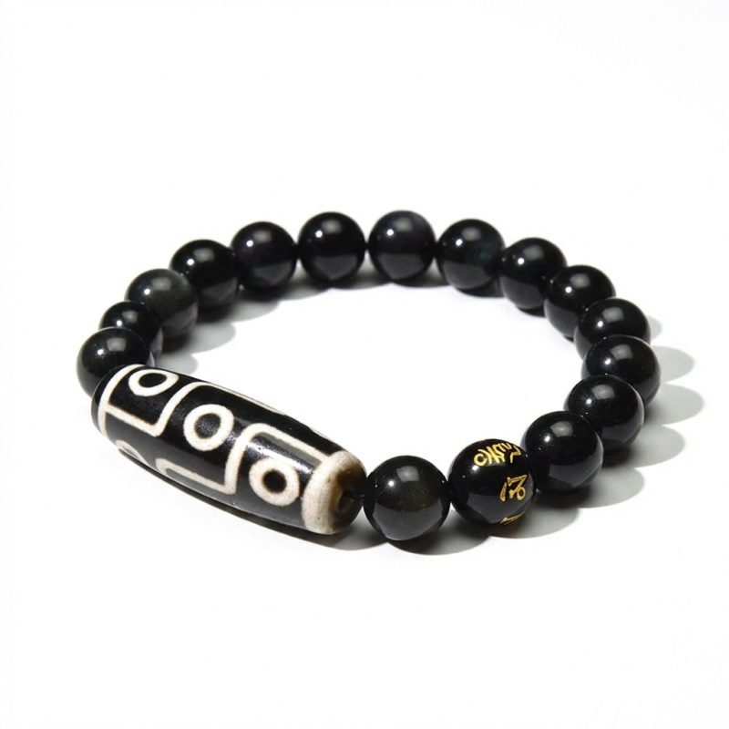 Ultimate Luck DZI 9 Eyes Obsidian Bracelet - Professional Photo