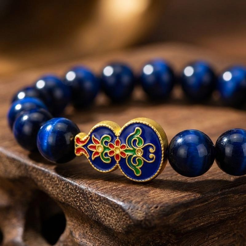 Wu Lou Blue Tiger Eye Wellness Bracelet - Feng Shui Bracelet for Health - Professional Photo
