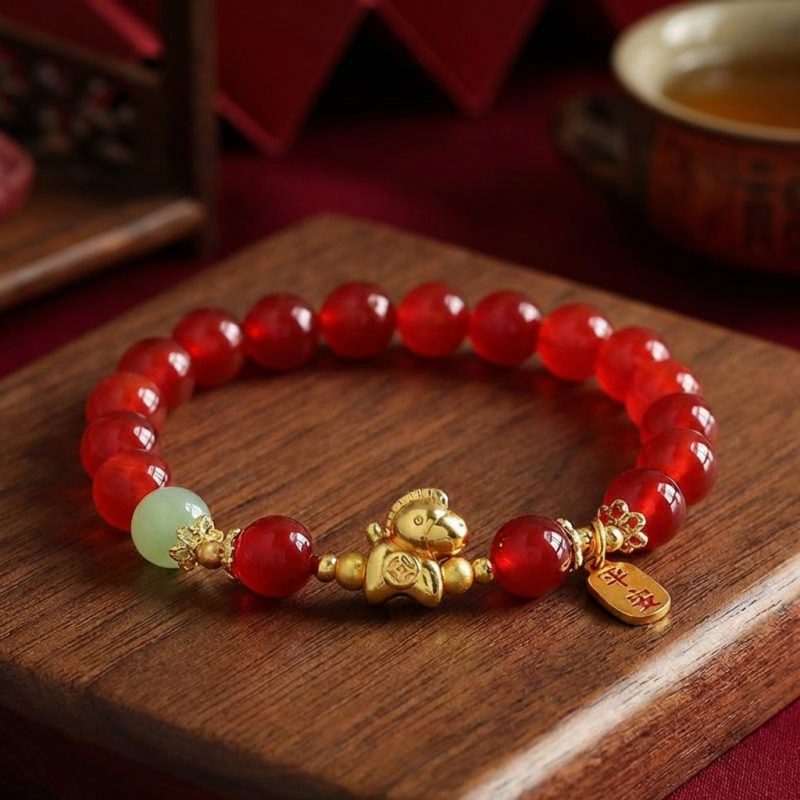 Year of the Fire Horse Bracelet - Red Agate Bracelet - Professional Photo
