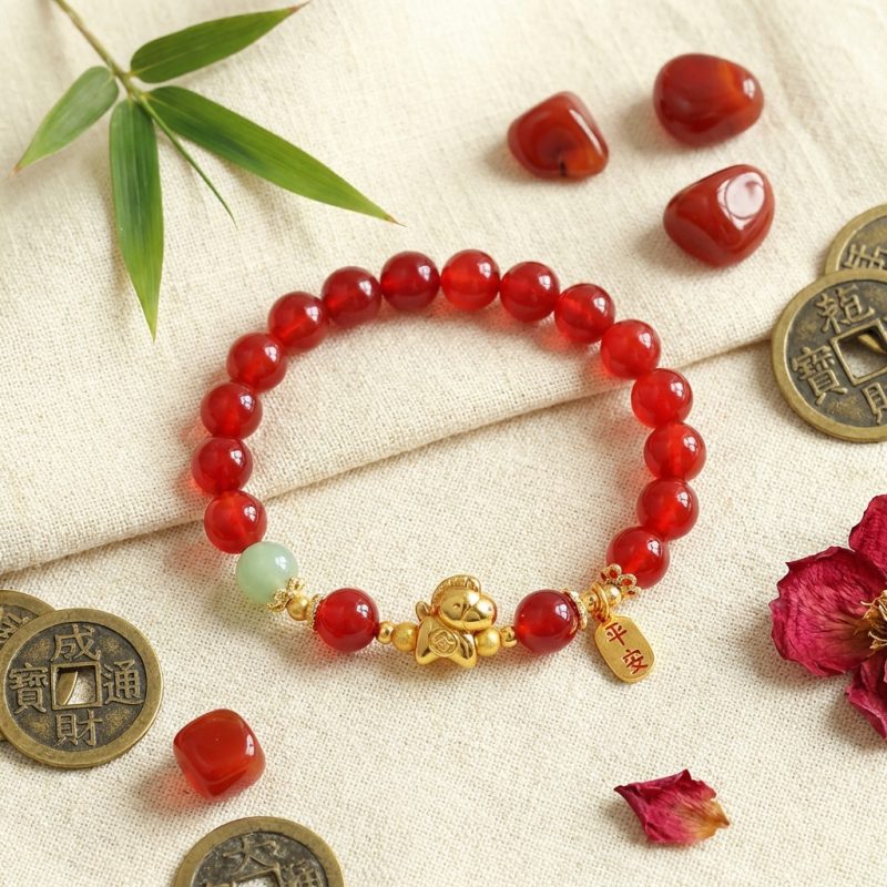 Year of the Fire Horse Bracelet - Red Agate Bracelet - Professional Photo
