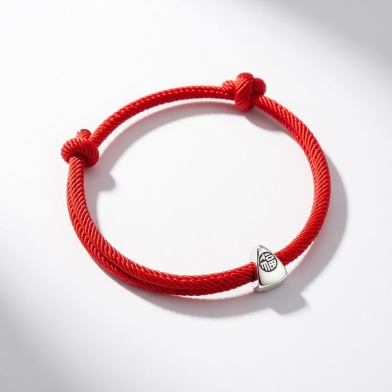 Red String Fu Lucky Bracelet - Bright Red - Professional Photo