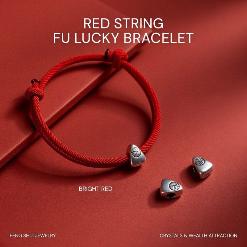 Red String Fu Lucky Bracelet - Bright Red - Professional Photo