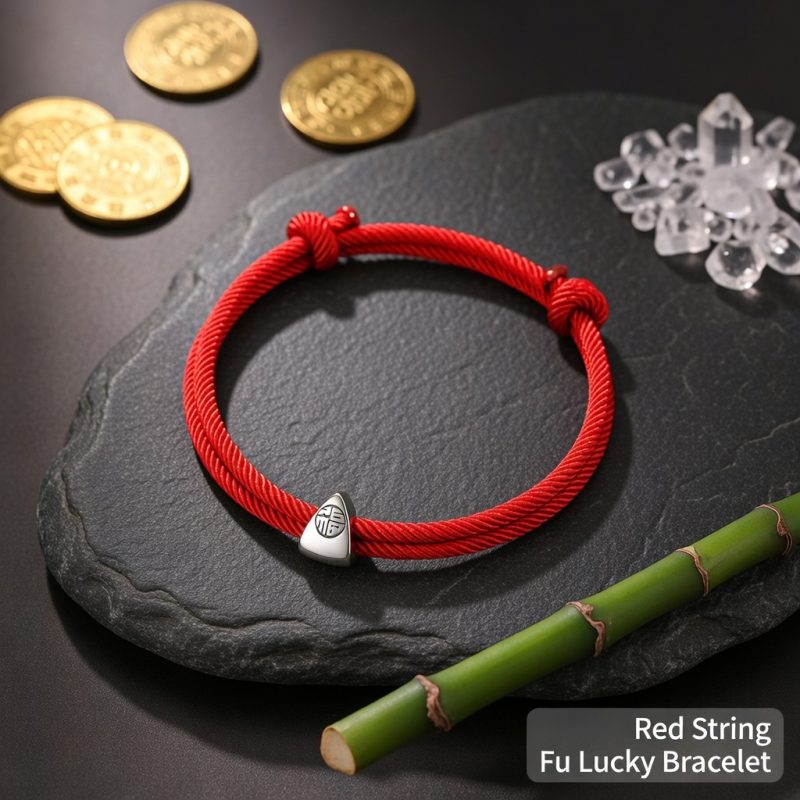 Red String Fu Lucky Bracelet - Bright Red - Professional Photo