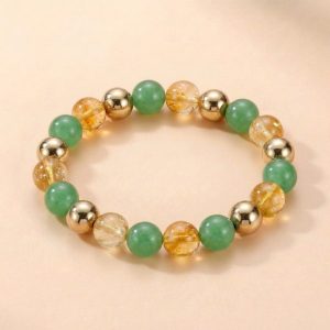 Home 24 Exclusive: Buddha & Karma Triple Luck Bracelet - Green Aventurine, Hematite, Yellow Topaz - Image 1