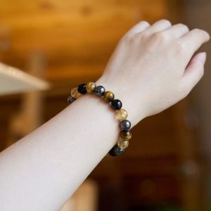 Buddha & Karma Quadruple Protection Bracelet - Tiger’s Eye, Obsidian, Hematite, Citrine - Image 2