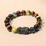 Buddha & Karma Tri-Color Tiger’s Eye Pixiu Wealth Bracelet - Image 1
