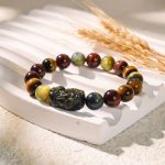 Buddha & Karma Tri-Color Tiger’s Eye Pixiu Wealth Bracelet - Image 4